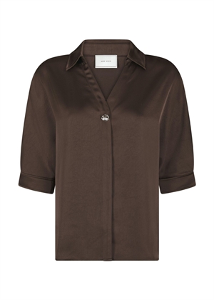 Carm heavy sateen skjorte Dark Brown Neo Noir